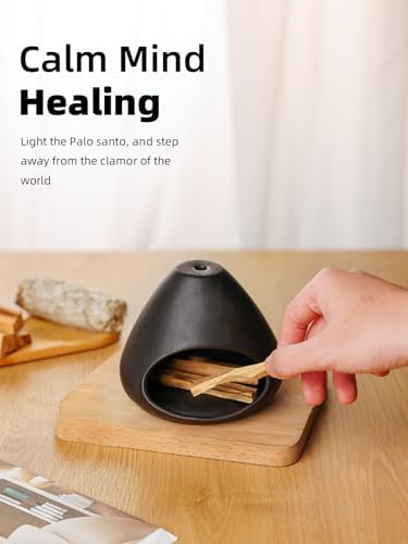 Ceramic Palo Santo Holder, Modern Incense Burner, Smudge Bowl (Black) - Image 5