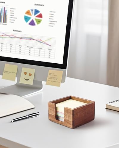 Acacia Wood Sticky Note Holder, Post It Note Dispenser for Office Desk, 3x3 Sticky Notes Organizer, Wooden Memo Pad Holder for Desk Home Accessories, No Pads Included (Sticky Note Holder) - Image 6