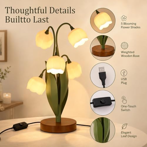 Flower Table Lamp for Bedroom, LED Cute Reading Light - Image 5