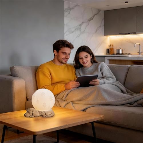 Cute Dog Table Lamp, Rechargeable Battery Powered Bedside Lamp, 3 Color Temperature Dimmable Cordless Lamp, USB C Charging Touch Lamp for Bedroom, Nightstand, Nursery - Image 6