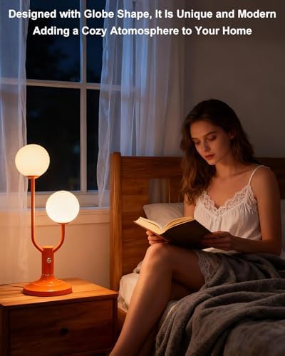 Lightdot Orange Table Lamp Dimmable Vintage Globe Lamp G9 2 Bulbs Included - Image 6