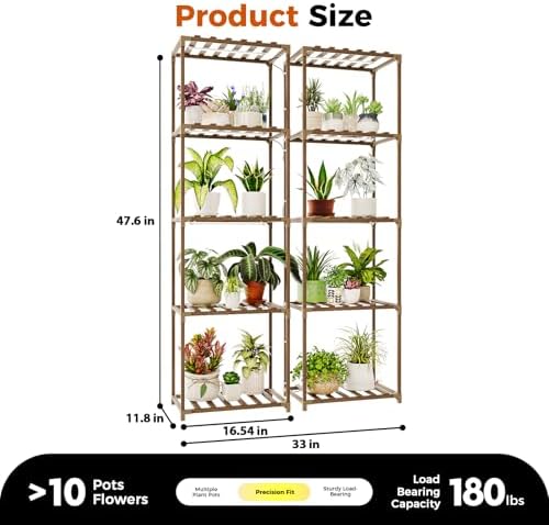 Bamworld Plant Stands with Grow Lights Sets of 2 Tall Plant Shelves - Image 7