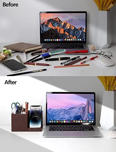 Pen Holder with Wireless Charger, Compatible with iPhone 17/16/15/14/13/12/11/8 Series, Pencil Holder Phone Stand for Desk Home Office, Men Gift Husband Wife Anniversary Dad Birthday Idea Gadget - Image 5