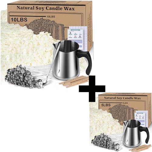 Haccah Soy Wax Candle Making Kit Supplies, Natural Candle Wax for Candle Making, DIY Art&Crafts Kit for Adults,Beginner,Kids, Including Soy Wax Flakes, Candle Wick, Centering Devices, Melting Pot,Etc by CandleMakingKits