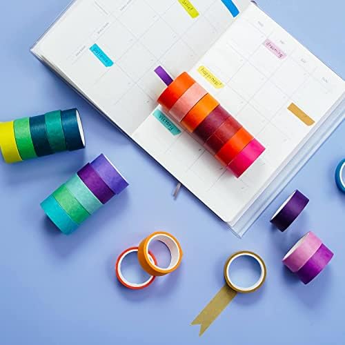 emmoolife 60 Rolls Washi Tape Set 15mm Wide Rainbow Colored Painters Masking Tape Supplies Writable Cute Colorful Decorative Craft Tape for Scrapbook DIY, Planner, Arts, Labeling and Color-Coding - Image 4
