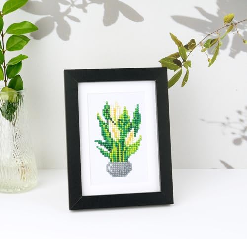 Apomelo 8pcs Small Diamond Art Kits Green Plants,Round Drill Mini Small Diamond Art Kits for Adults Beginners,Mini Diamond Art for Home Wall Desktop Decor, 6X8 inches - Image 6