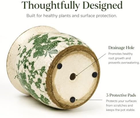 Doysayes Vintage Ceramic Flower Pot for Indoor Plant with Drainage Hole - Image 5