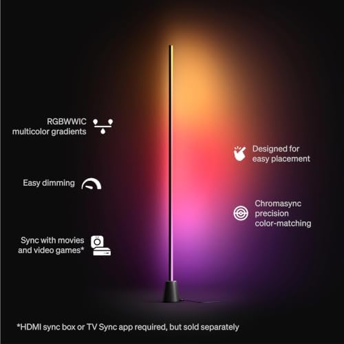 Philips Hue Play Floor Lamp, RGBWWIC LED, 53 Inch, 1-Pack, Black - Image 2