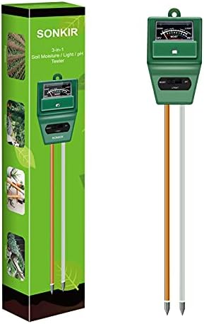 SONKIR Soil pH Meter, MS02 3-in-1 Soil Moisture/Light/pH Tester Gardening Tool Kits for Plant Care, Great for Garden, Lawn, Farm, Indoor & Outdoor Use (Green) by SONKIR