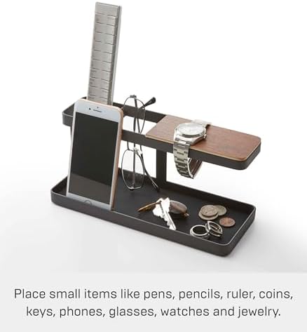 YAMAZAKI Home Tower Desk Bar - Wood & Steel Organizer - Steel - Image 2