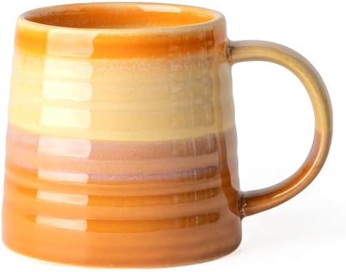 15.5oz Large Heavyweight Ceramic Mug, Reactive Glaze (Orange) by TaoTaojarvieCeramics