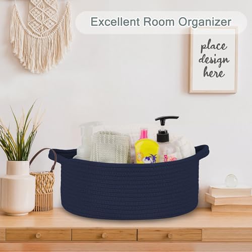 COMSE Empty Small Gift Basket with Bag & Ribbons, Navy Blue - Image 5