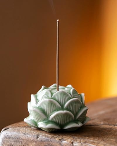 Hand-Dyed Ceramic Lotus Incense Stick Holder - Zen Meditation Artwork for Home & Yoga Decor by Teavor