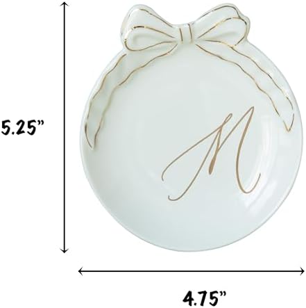 COLLECTIVE HOME Ceramic Jewelry Tray, Monogram Trinket Dish with Bow (M) - Image 3