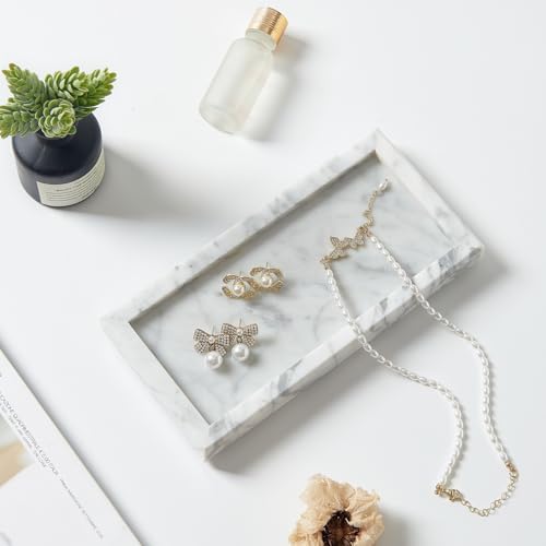 Natural Small Marble Vanity Tray, Stone Organizer for Bathroom & Kitchen - Image 6
