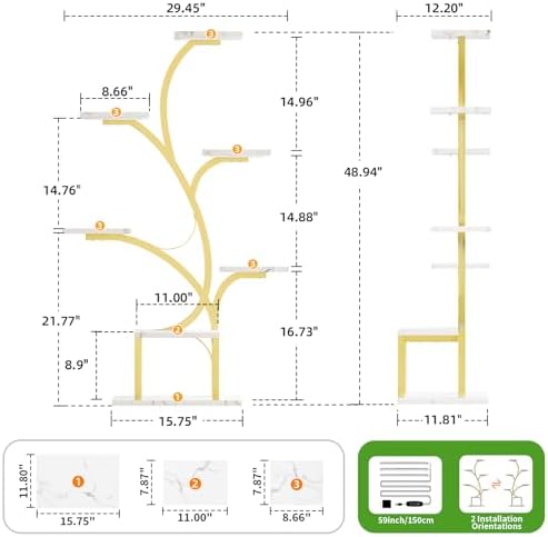 BACEKOLL Plant Stand Indoor with Grow Light, 7 Tier 49" Lighted Plant Shelf - Image 6