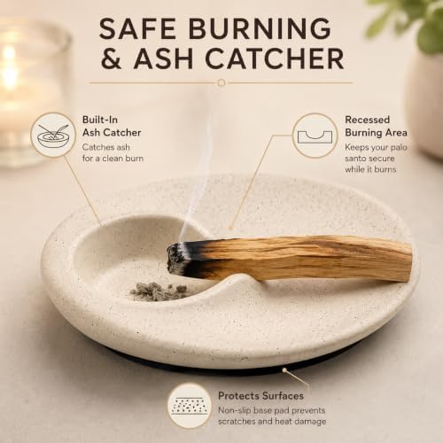 Cement Incense Holder, 5-in-1 Palo Santo Holder Ceramic Ash Tray - Image 5