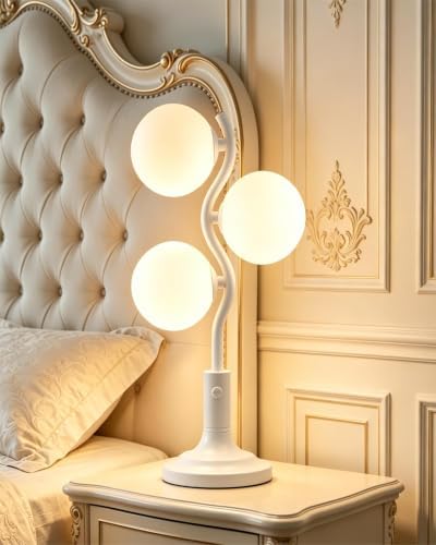 Lightdot Mid Century Globe Table Lamp Dimmable Modern White Desk Lamp by LightdotLighting