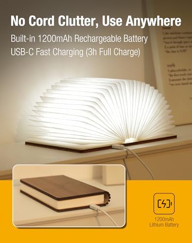 5.7 in Wooden Book Lamp, Book Lovers Gifts,Teacher Appreciation Gifts - Image 5