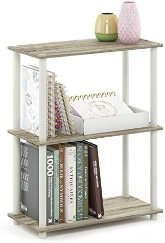 Furinno TURN-N-TUBE Storage Shelves, 3-Tier Book Shelf, Corner Shelf, Toolless Open Shelves, for Organization and Storage, Living Room, Garage, Home Office, Sonoma Oak by Furinno-FitsYourSpaceFitsYourBudget
