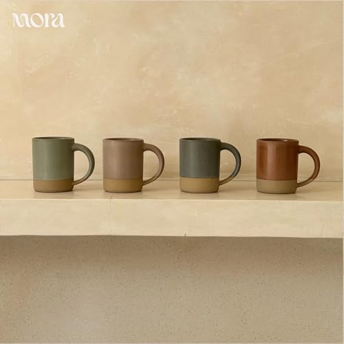 MORA Medium Mugs Set of 4, 16oz Ceramic Pottery Latte Mugs/Coffee Cups - Microwave and Dishwasher Safe - Harvest - Image 5