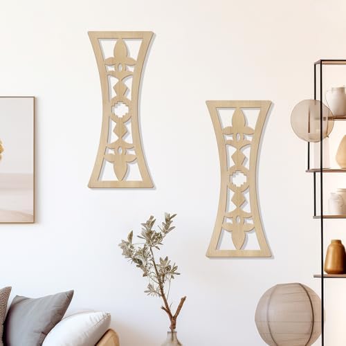 Zzbakress 2 Pcs Mid Century Modern Wall Decor Wooden Abstract Geometric Art for Home Living Room Bedroom (Style Q) - Image 2