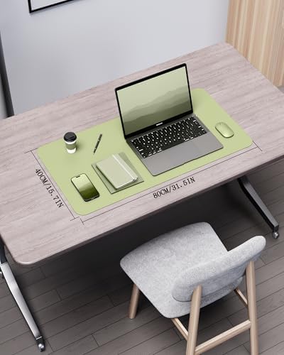 YSAGi Double-Sided Desk Pad, 31.5"x15.7" Leather Desk Mat, Eco Cork Desk Pad Protector,Large Mouse Pad,Waterproof Desk Blotter for Office/Home (Matcha Green/Cork) - Image 2