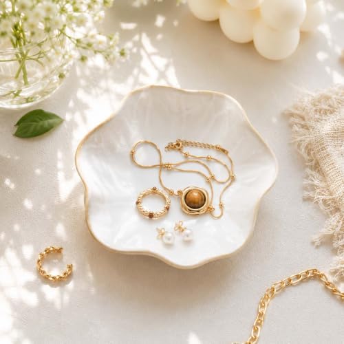 Lotus Leaf Jewelry Dish Tray, Trinket Tray for Earrings, Rings(White) - Image 6