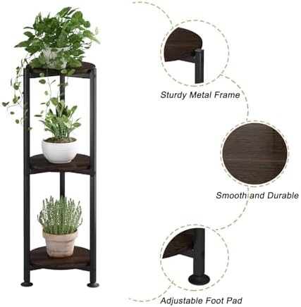 3 Tier Plant Stand Indoor Corner Tall Round Shape Plant Shelf - Image 4