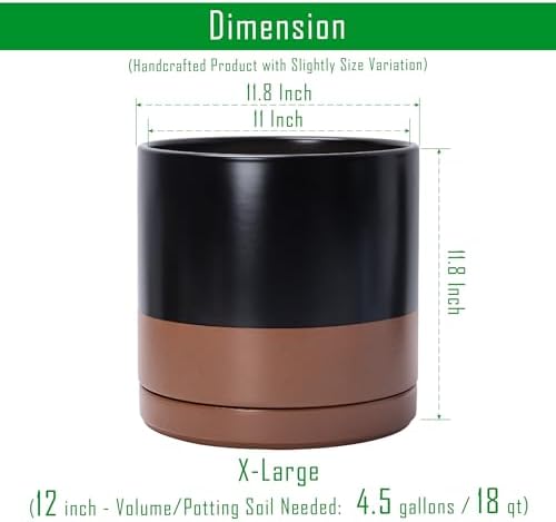 D'vine Dev 12 Inch Ceramic Planter Pot, Black/Tan, 94-O-F-7 - Image 2