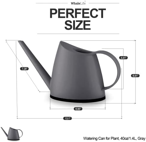 Small Indoor Plant Watering Can Long Spout 1.4L Gray - Image 5