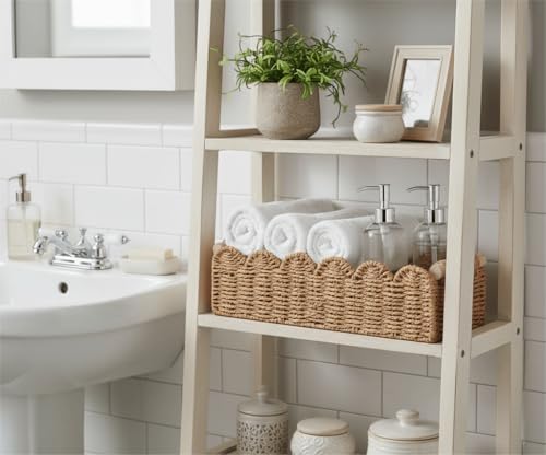 CubesLand Scalloped Toilet Paper Storage Basket W/Handle for Home Decor - Image 3