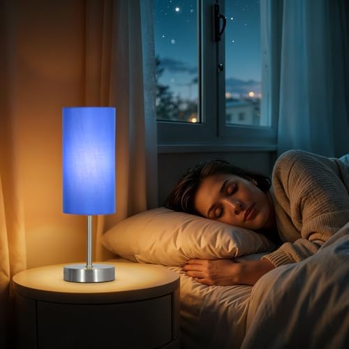 RISLG 2 Pack Small Table Lamps for Bedroom, Bedside Lamps for Nightstand with Wire Switch, Minimalist Modern Desk Lamps with Linen Fabric Shade for Kids Room Living Room Office Dorm, Bulb Included - Image 5