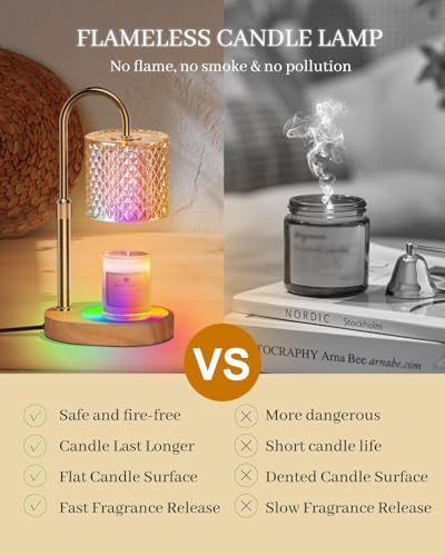 Candle Warmer Lamp with 7 LED Color Changing, Timer Dimmer Height Adjustable, Candle Warmer with RGB Model Home Decor for Mom, Wife, Lover, Friend - Image 5