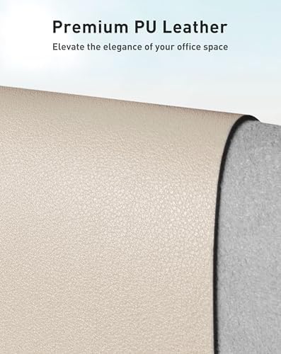 Aothia Faux Leather Desk Mat - Large Mouse Pad, Non-Slip PU Leather Blotter, Waterproof Writing Surface for Office and Home (Eggshell, 40" x 24") - Image 2