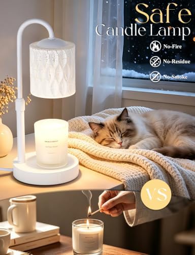 Briever Dimmable Candle Warmer Lamp with Timer, Height Adjustable Electric Candle Wax Warmer, Birthday Gifts for Women Mom, House Warming Gifts New Home Decor, Solid Wood Base, Miracle White - Image 4