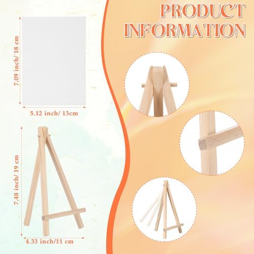 MotiMind 80 Pcs Mini Small Canvas and Easel Set for Painting, 5 x 7 Inch - Image 2