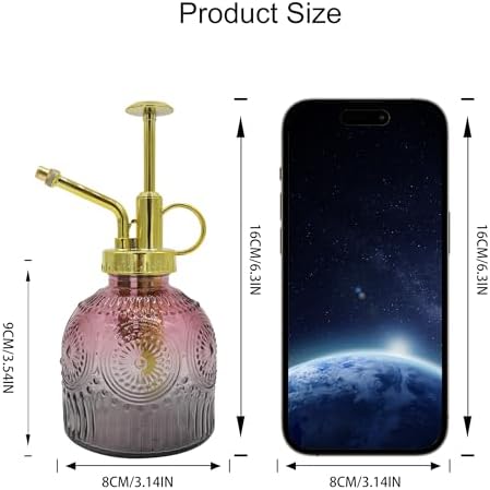 Glass Plant Mister Spray Bottle, 230ML Vintage Plant Spritzer, Succulent Watering Bottle Glass with Top Pump, Small Plants Sprayer Watering Can for Indoor Outdoor House(Red Gray) - Image 3