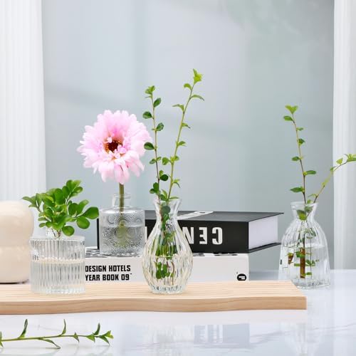 Glass Bud Vases Set of 4, Small Flower Vases for Wedding Centerpiece - Image 7