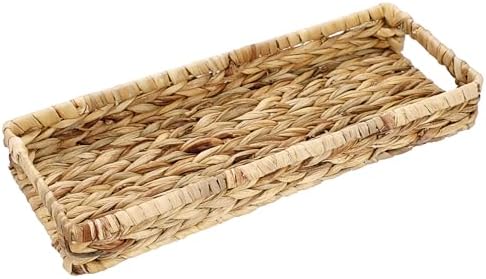 Hipiwe Wicker Toilet Tank Basket 16.9" Woven Bathroom Vanity Basket Tray by Hipiwe
