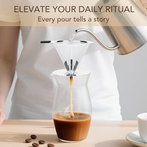 Premium Pour Over Coffee Dripper with Reusable Stainless Steel Filter – Portable, Easy Clean Coffee Maker for Single Cup Brewing – Ideal for Home, Office, Camping - Image 7