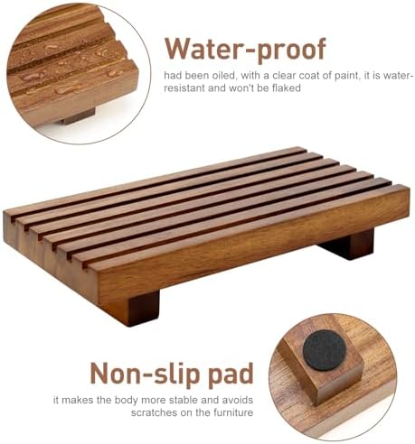 Acacia Wood Riser for Bathroom Counter Tray Decor Kitchen Sink Soap Dish - Image 5