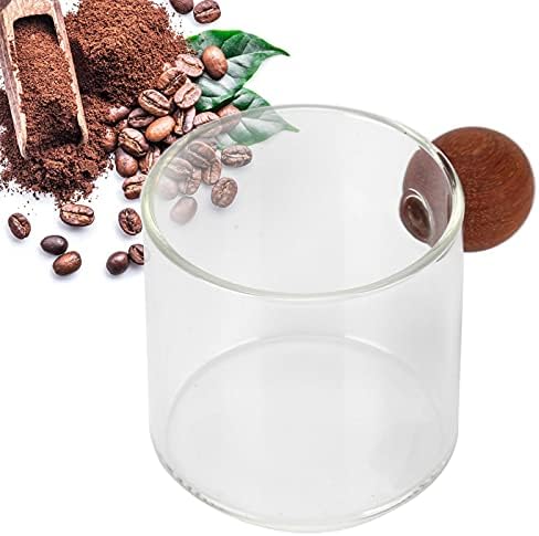 Glass Coffee Cup with Wood Handle, 120ml Clear Ball Handle Heat Resistant Clear Tea Cups Coffee Pot Mug Flat Bottom Mug Insulated Mug for Office Bar Party (Clear) - Image 5
