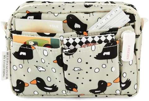 Multiple Pockets Portfolio Organizer with Zipper,Makeup Bag Pencil Pouch by E-WEICHEN