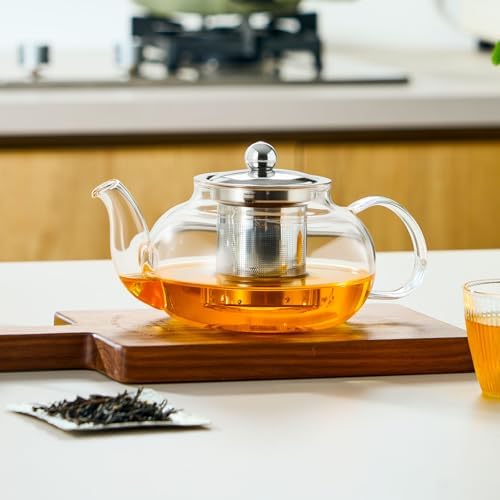 Baalaka Tea Pot with Infuser for Loose Tea, 20 oz Glass Stovetop Kettle - Image 6