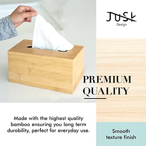 JUSK Design Tissue Box Holder - Modern, Minimalist, and Durable Wooden Bamboo Tissue Box with Sliding Bottom, Easy-Refill- Premium-Quality Bamboo Tissue Box Cover, Fits 230-Count Box, Tall Rectangular - Image 3
