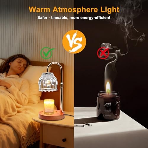 Candle Warmer Lamp with Timer and Dimmer 4-Level Dimmable Flower Light Heat Lamp for Jar Candles Adjustable Height Modern Cute Home Decor for Living Room Bedroom and Best Gift for Friends Lover.Silver - Image 4