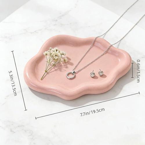 Ceramic Cloud Shape Jewelry Tray Trinket Dish, Pink - Image 3
