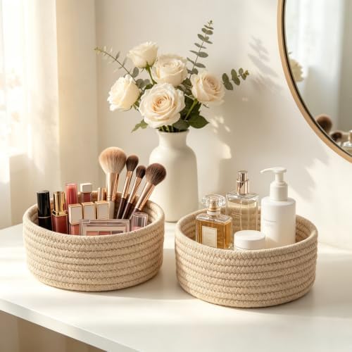 Dahey Set of 4 Mini Woven Baskets, Small Gift Baskets for Organizing, Beige - Image 6