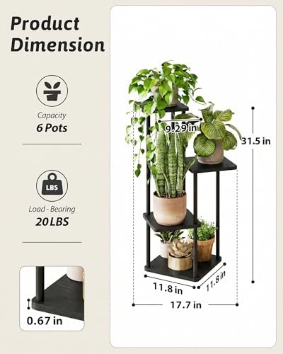 GENTINGBRO Corner Plant Stand Indoor Tall Plant Stand Black 4 Tier - Image 2